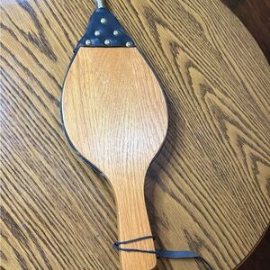 Vintage Bellow Wood, Leather & Brass Accents